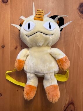 Pokemon Meowth Plush Backpack - Cream, Orange, Yellow
